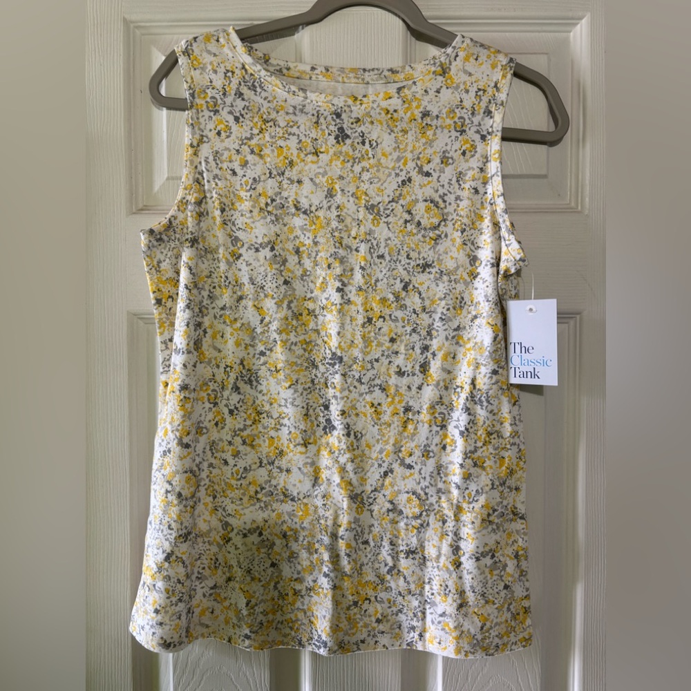 NWT Croft & Barrow Women's Floral Tank Top - Yellow and Gray